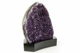 Deep Purple Amethyst Geode With Wood Base - Uruguay #368341-1